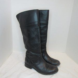 Frye Melissa Trapunto Pull On Black Leather Riding Boots
